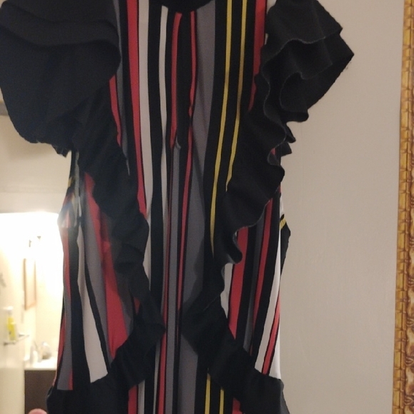 Susana Monaco Multicolor Striped  ruffle Dress 20 inches p2p 41 inch long - Picture 6 of 8